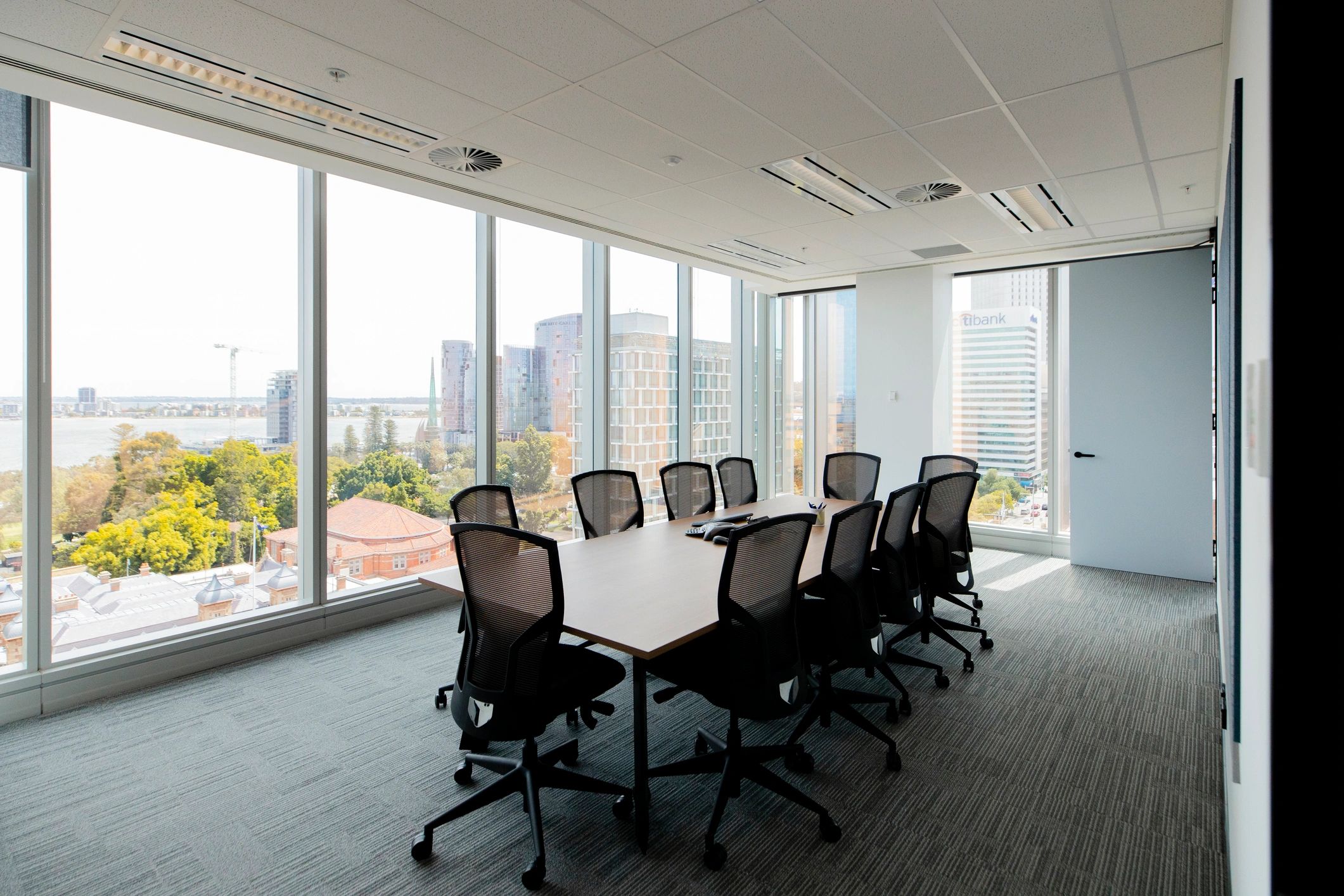 Boardroom prepared for a professional meeting